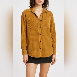 WILD FABLE Corduroy Button-Up Shirt in Mustard XS